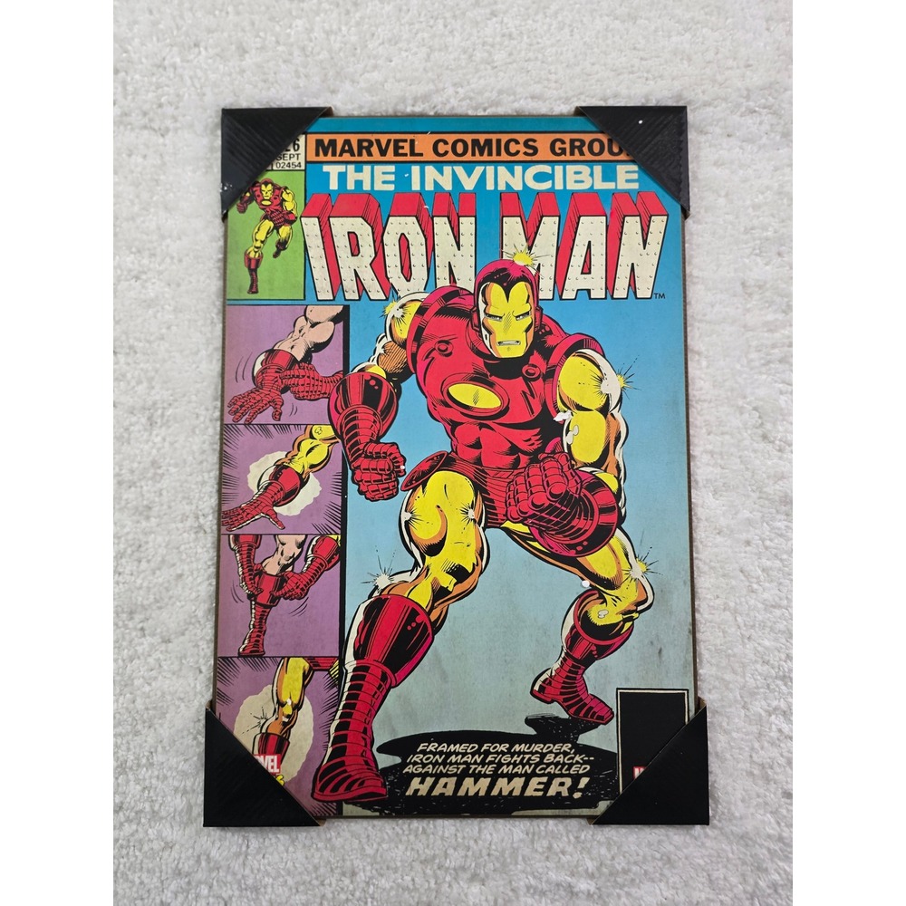 Marvel Comics Iron Man Wood Wall Art 13x19 Retro Comic Book Cover Plaque Decor